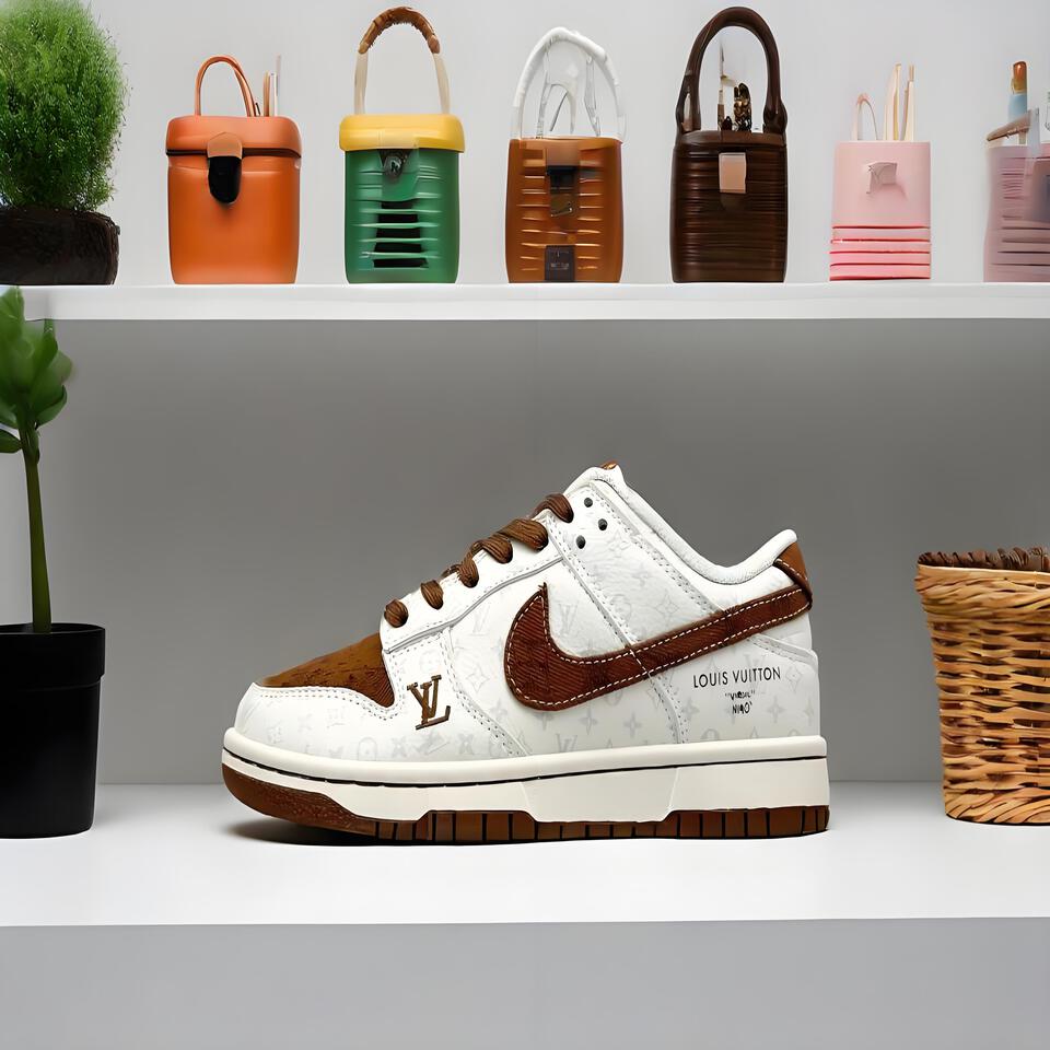 Louis Vuitton x Nike Dunk Brown Suede Retro Sneakers