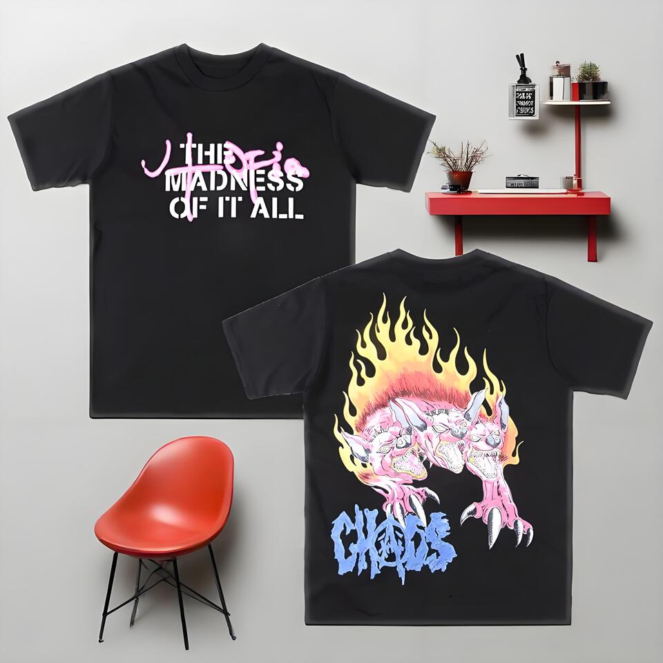 Madness Chaos Black Print Unisex Cotton Street Tee