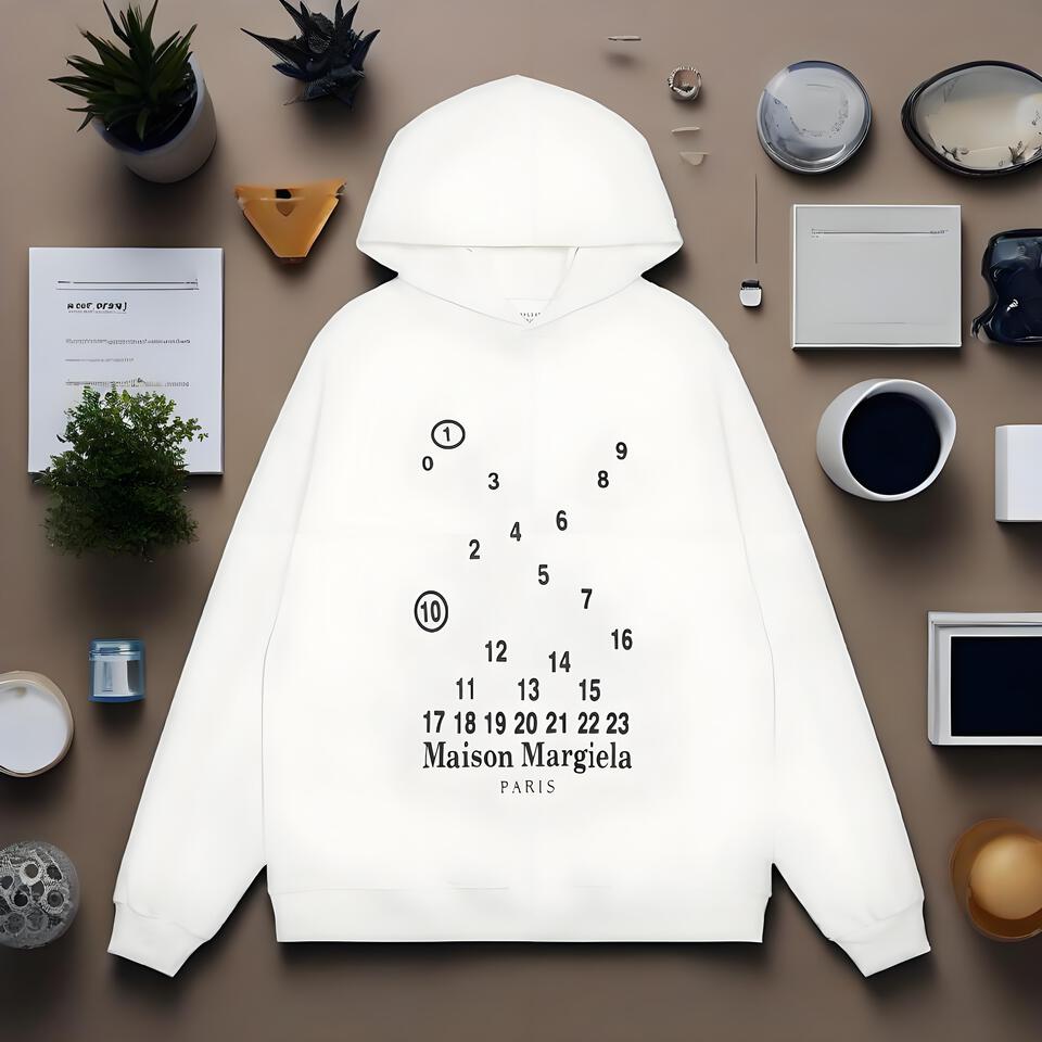 Maison Margiela 0-23 White Hoodie Unisex Cotton Oversized Print