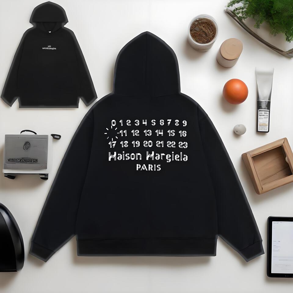 Maison Margiela Black Cotton Hoodie Unisex Casual Fashion