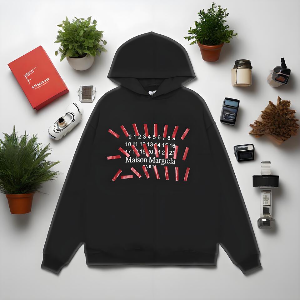 Maison Margiela Black Cotton Hoodie Unisex Oversized Casual