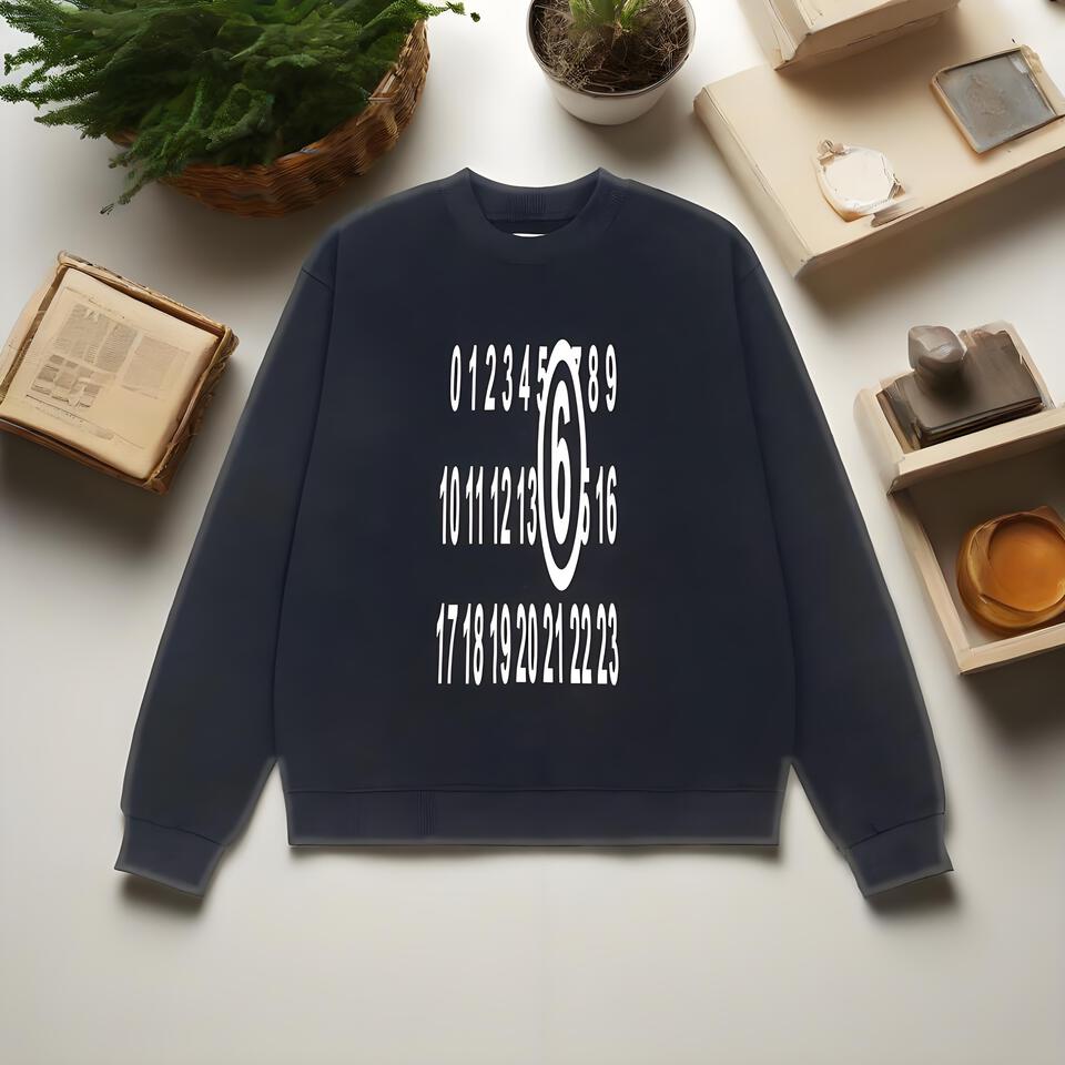 Maison Margiela Black Cotton Matrix Print Hoodie