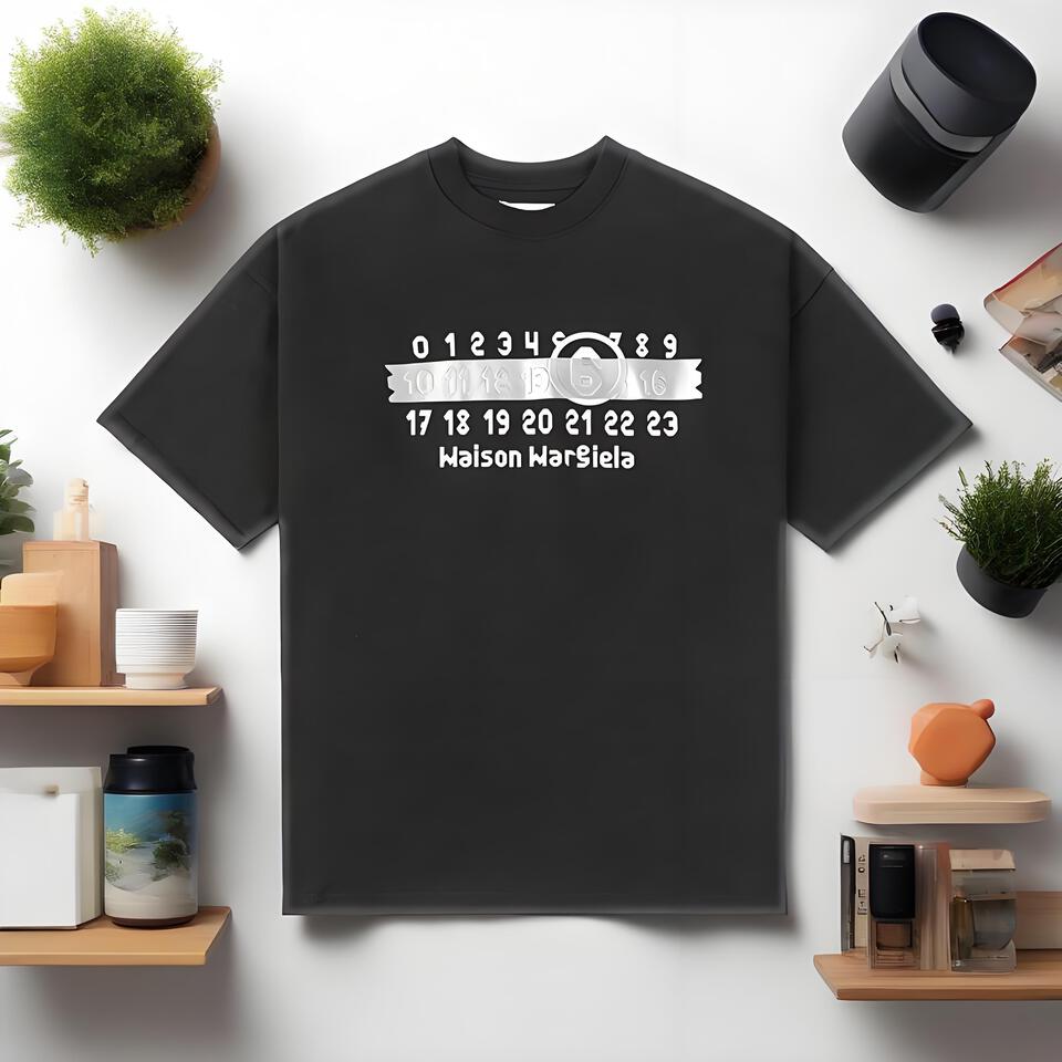 Maison Margiela Black Cotton T-Shirt Loose Fit Unisex Print