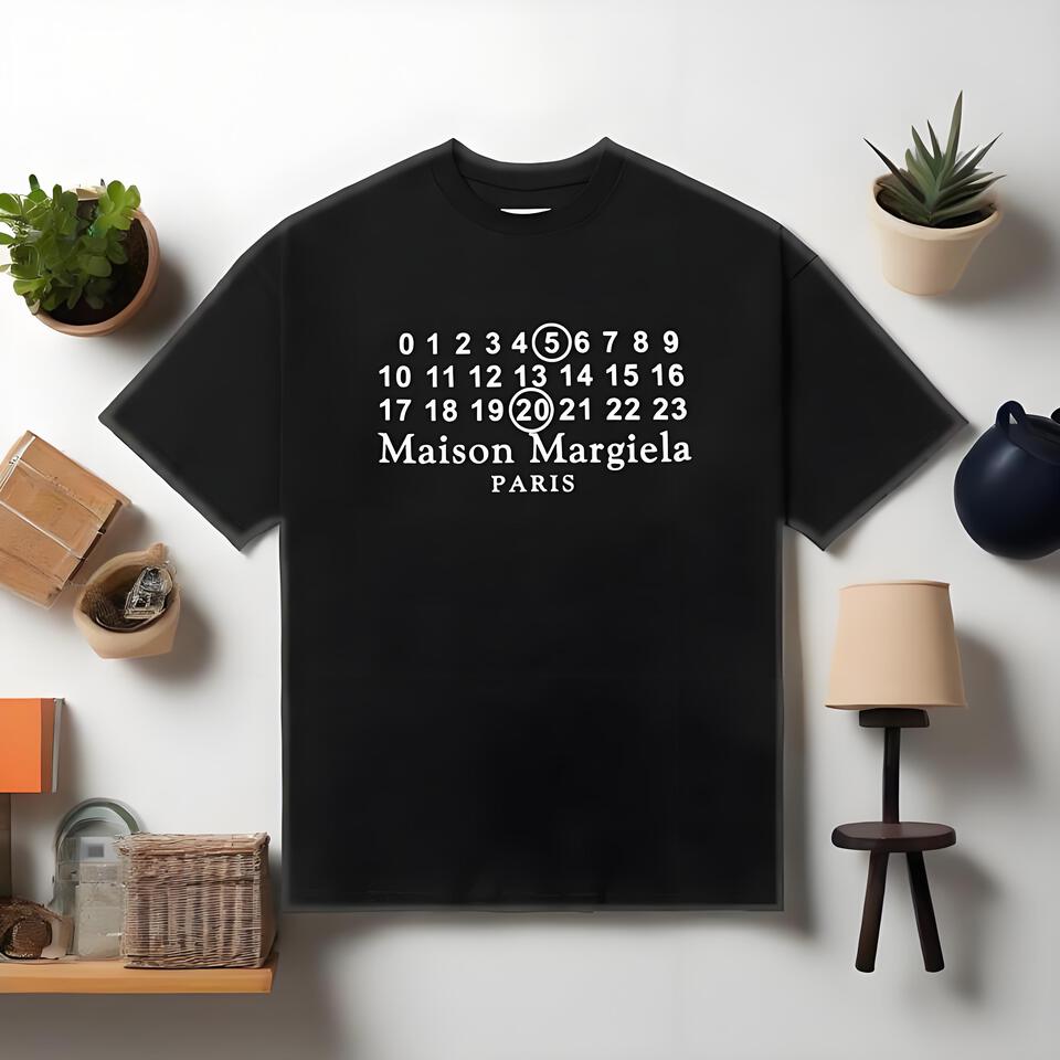 Maison Margiela Black Number Print Cotton T-Shirt