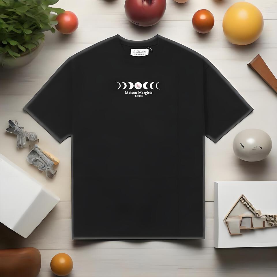 Maison Margiela Black Oversized Moonphase Print Cotton T-Shirt