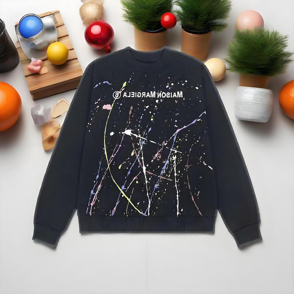 Maison Margiela Graffiti Cotton Hoodie Unisex Oversized Splatter Art