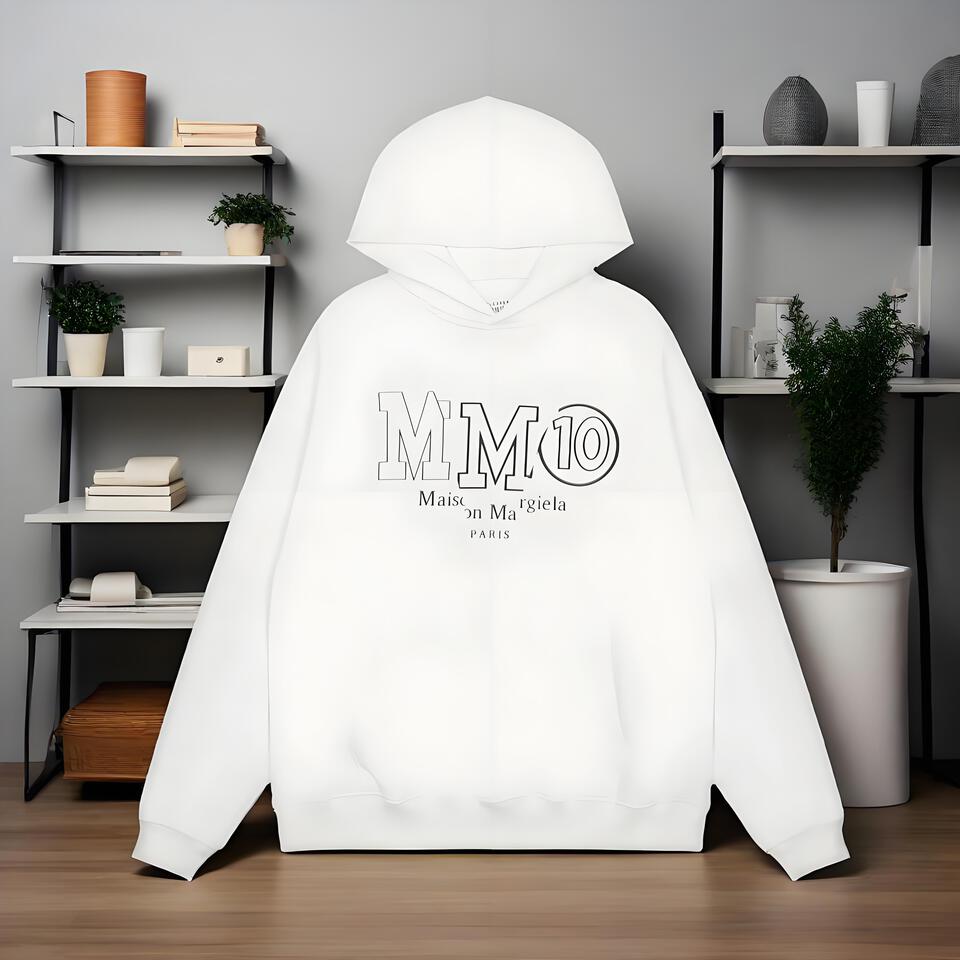 Maison Margiela Mm10 White Cotton Hoodie Parisian Loose Fit