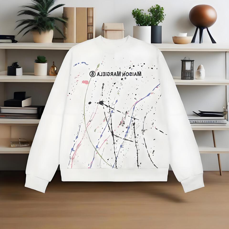 Maison Margiela Paint Splatter White Unisex Oversized Hoodie