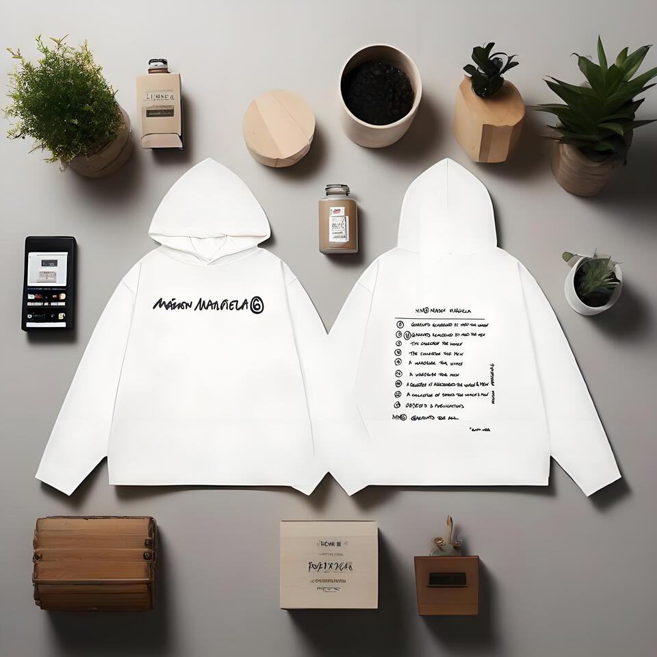 Maison Margiela White Cotton Hoodie Mandela Print Unisex Streetwear