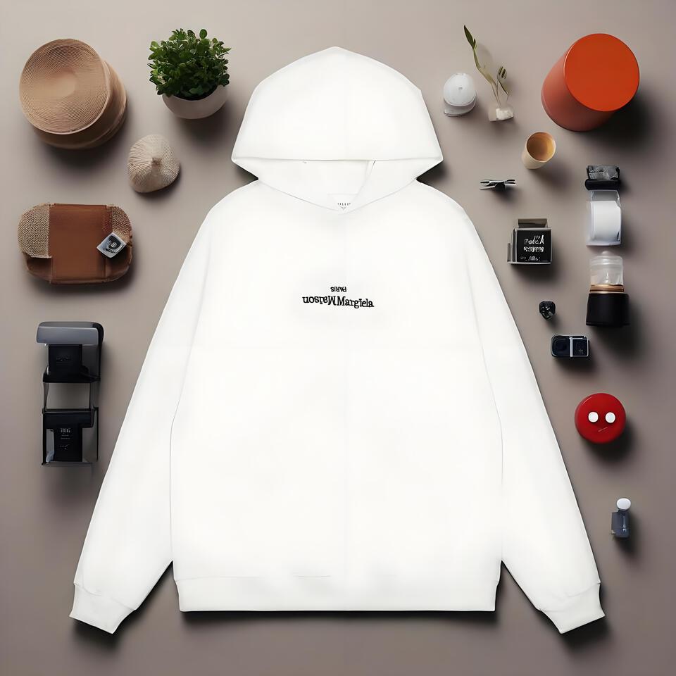 Maison Margiela White Cotton Hoodie Unisex Street Embroidery