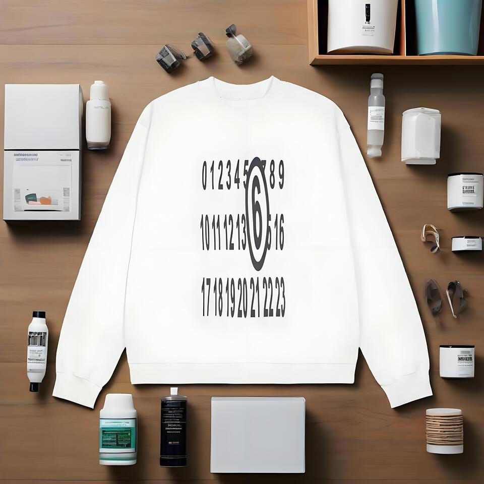 Maison Margiela White Cotton Oversized Streetwear Print Hoodie