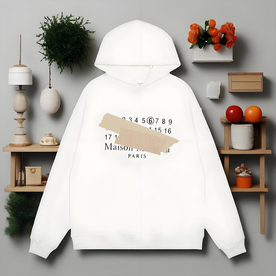Maison Margiela ⑥ White Cotton Unisex Hoodie