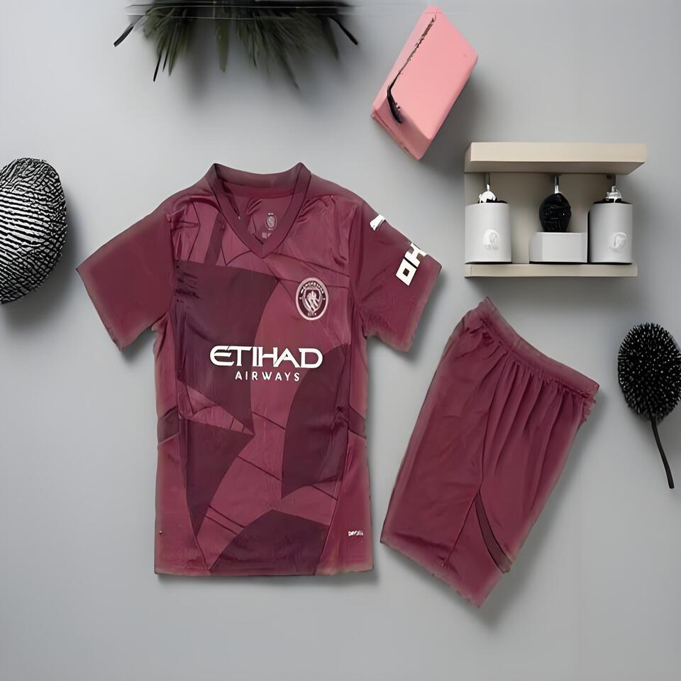 Man City Wine Red Breathable Tracksuit Men Women Classic Sportswear Set