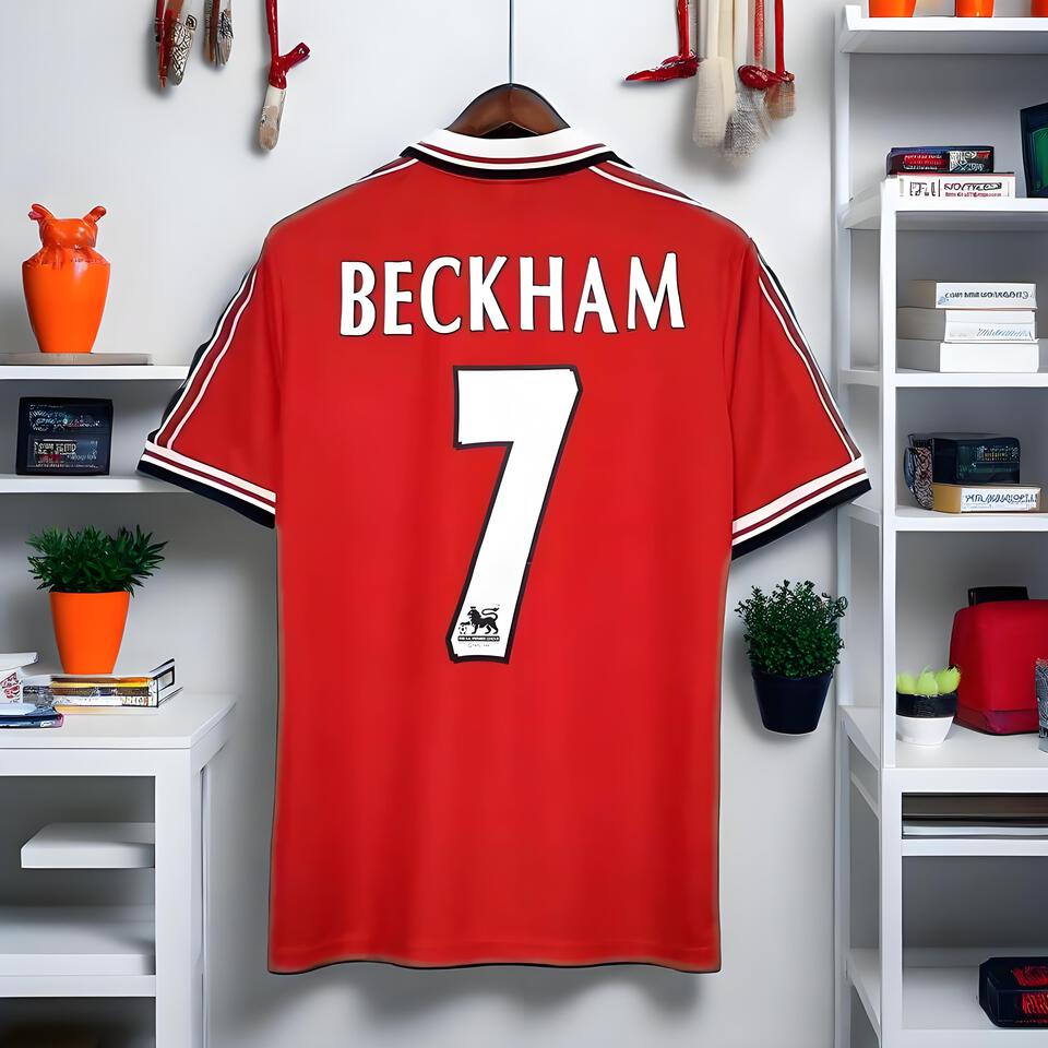 Man Utd Beckham 7 Red Jersey, Authentic Vintage Football Shirt, Retro Man United Soccer Jersey