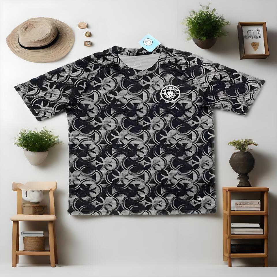 Manchester City Black Grey Breathable Casual Short Sleeve T-Shirt