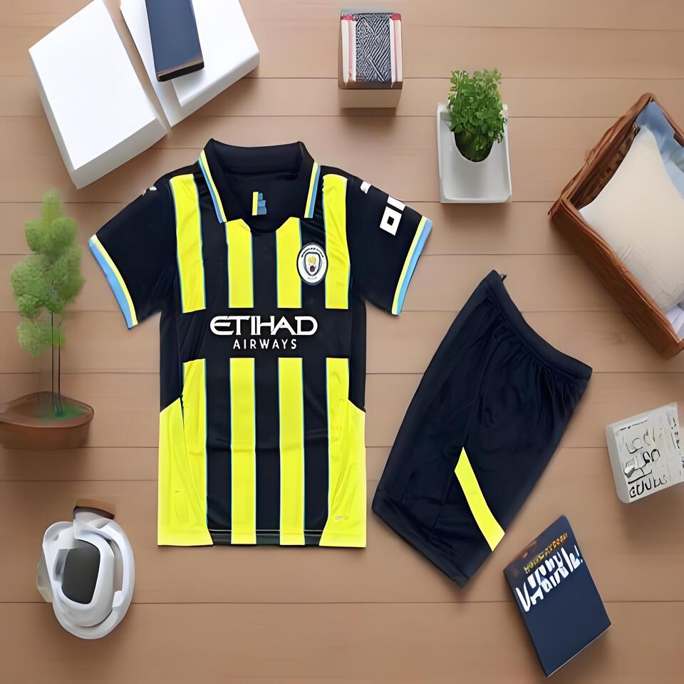Manchester City FC Black & Yellow Breathable Minimalist Sportswear Set