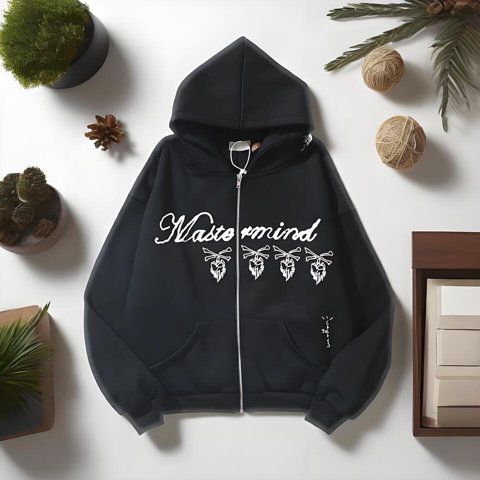 Mastermind Japan Black Cotton Blend Skull Embroidered Hoodie