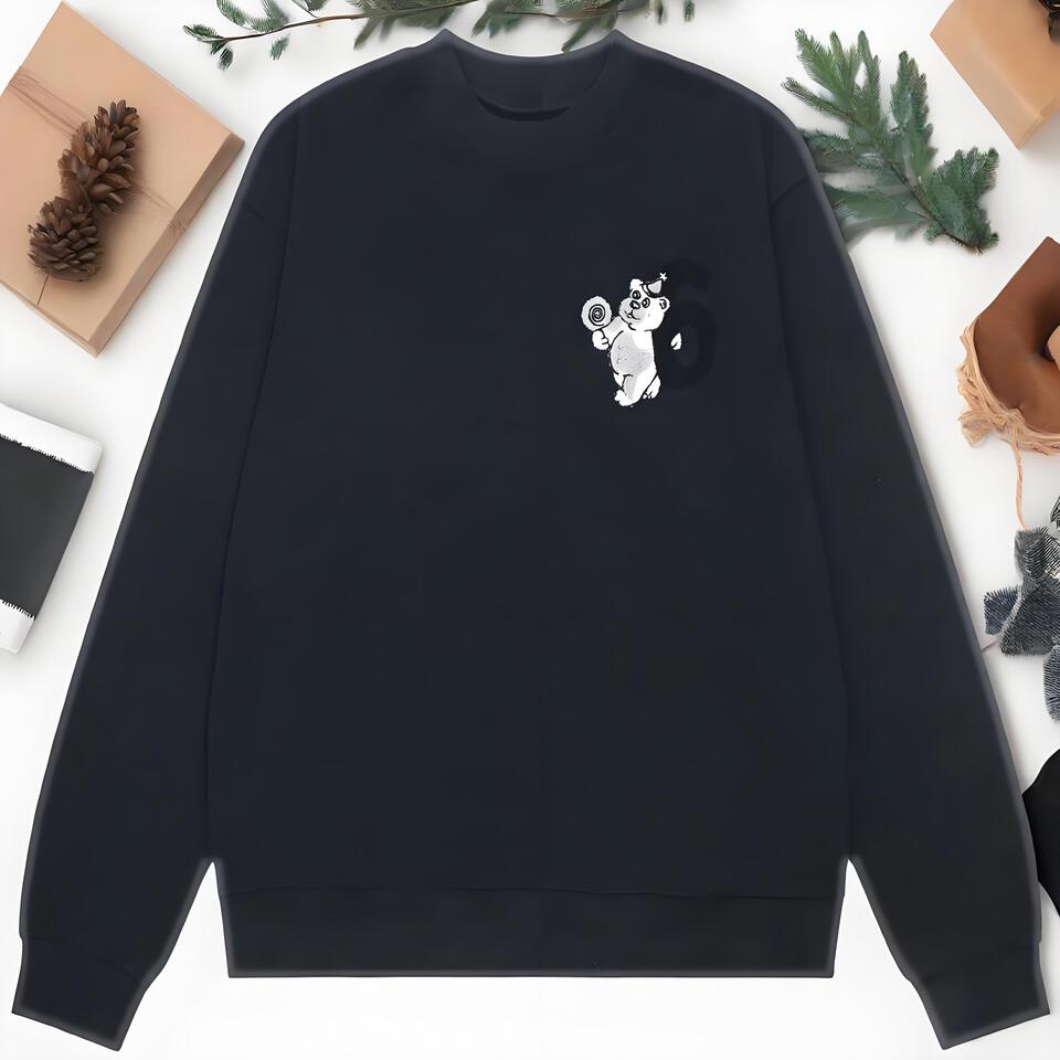 Medicom Toy Black Bear Print Cotton Hoodie Sweatshirt