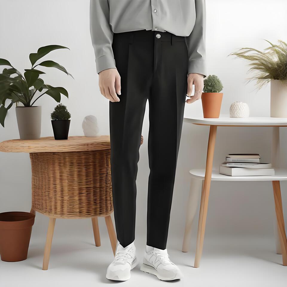 Men's Black Casual Chino Pants Wrinkle-Free Stretch Slim Fit