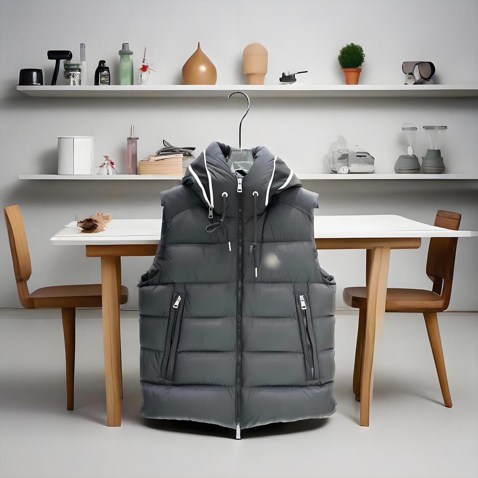 Men's Black Puffer Vest Hooded Quilted Warm Sleeveless