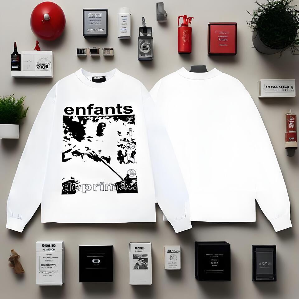 Men's White Long Sleeve Cotton Streetwear T-Shirt