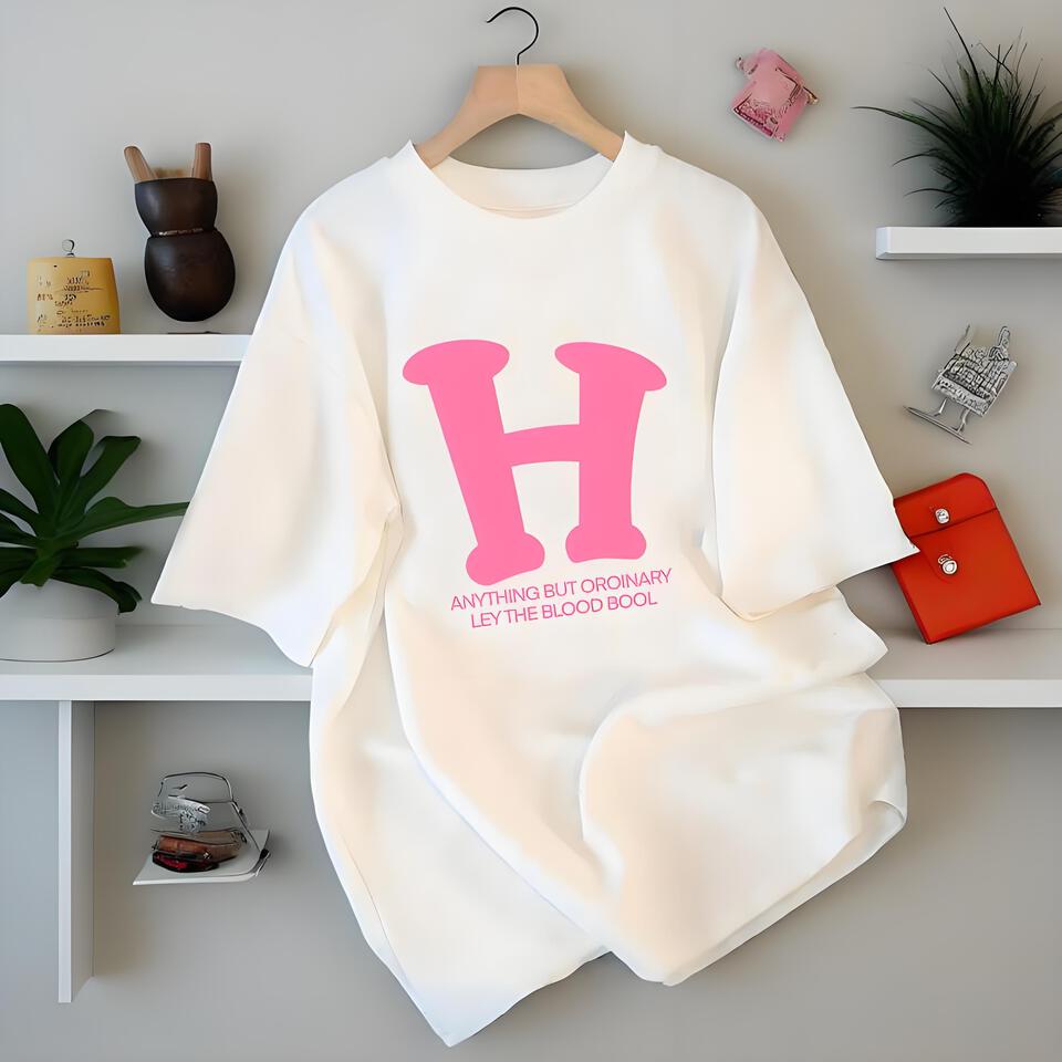 Men's Women's Loose Fit Cotton T-Shirt with Letter Print