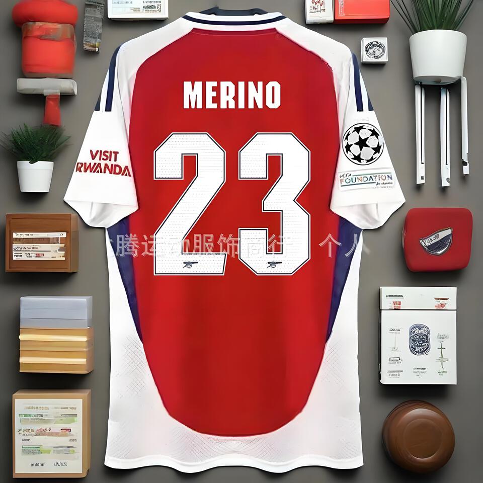 MERINO23 Red White Mesh Breathable Soccer Jersey - Classic Football Shirt