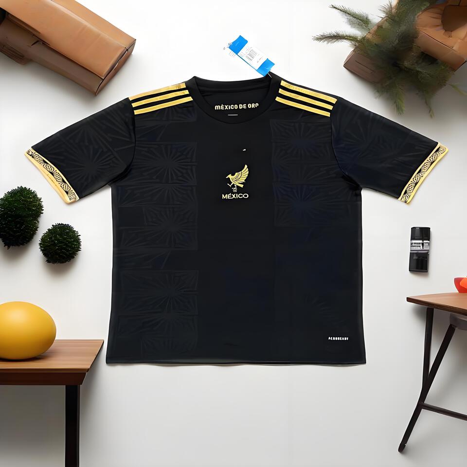 Mexico NT Trendy Black Gold Breathable Short Sleeve T-Shirt
