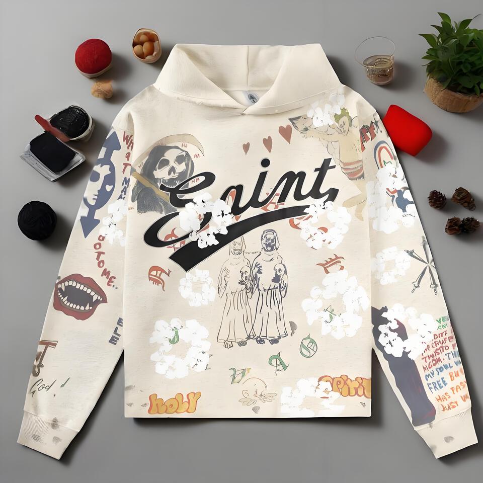 Mibai Doodle Unisex Hoodie Streetwear Casual