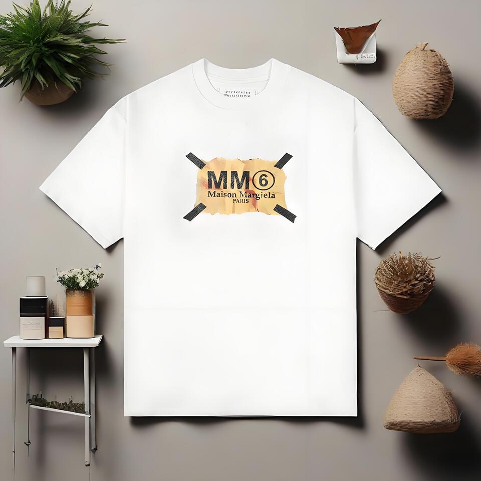 MM6 Maison Margiela White Cotton Deconstructed Print T-Shirt