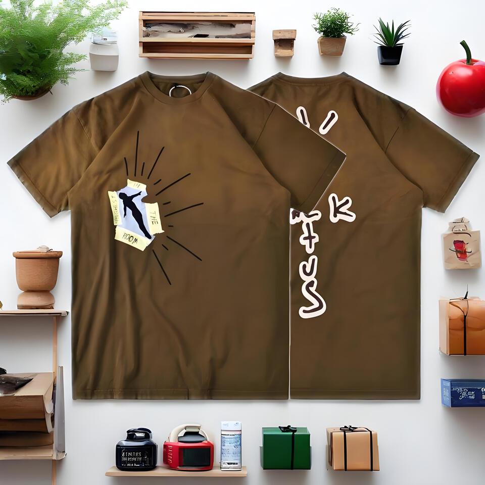 Modn Brown Cotton Crewneck Short Sleeve Tee Unisex Streetwear