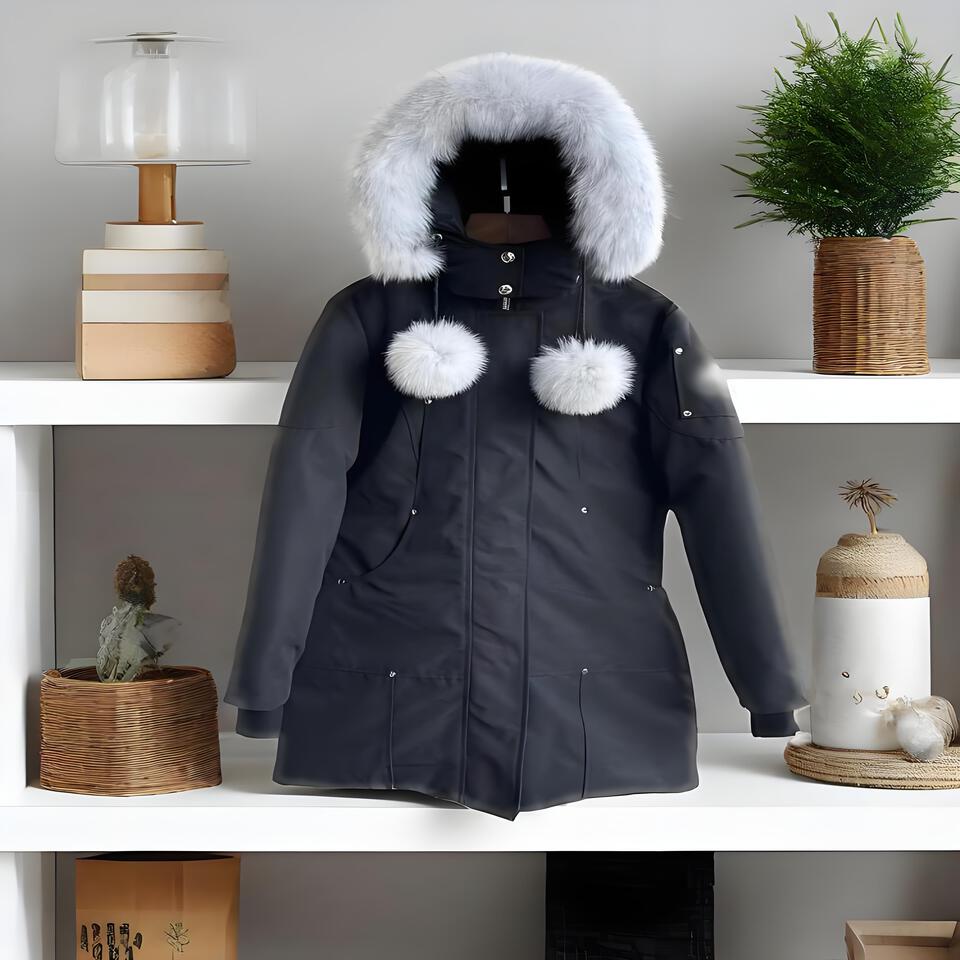 Moncler Black Down Jacket With Fur Hood