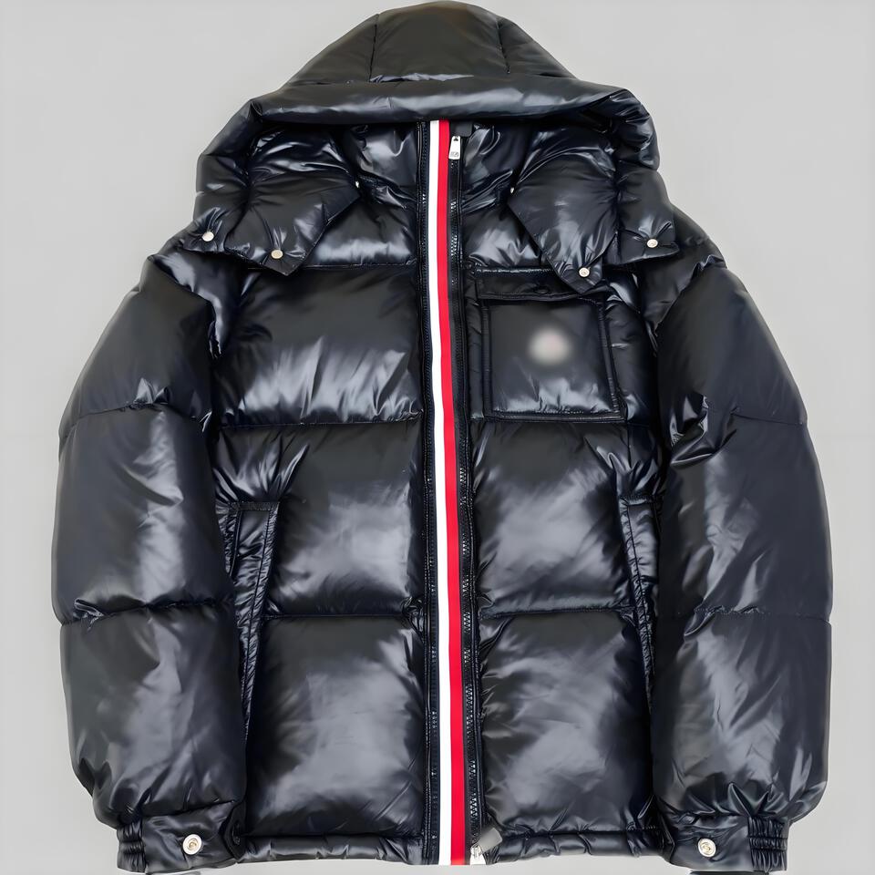 Moncler Black Glossy Down Jacket Waterproof Warm Hooded Coat