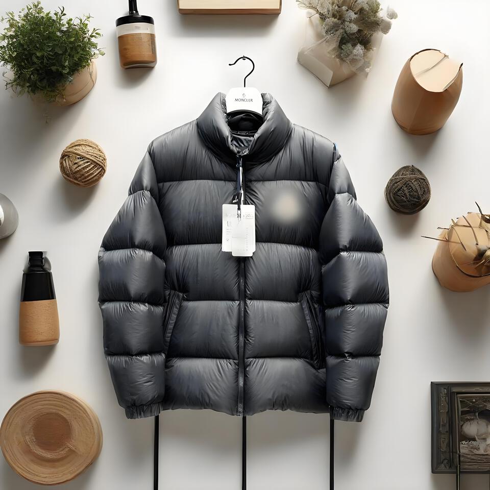 Moncler Black Glossy Down Jacket Windproof Unisex