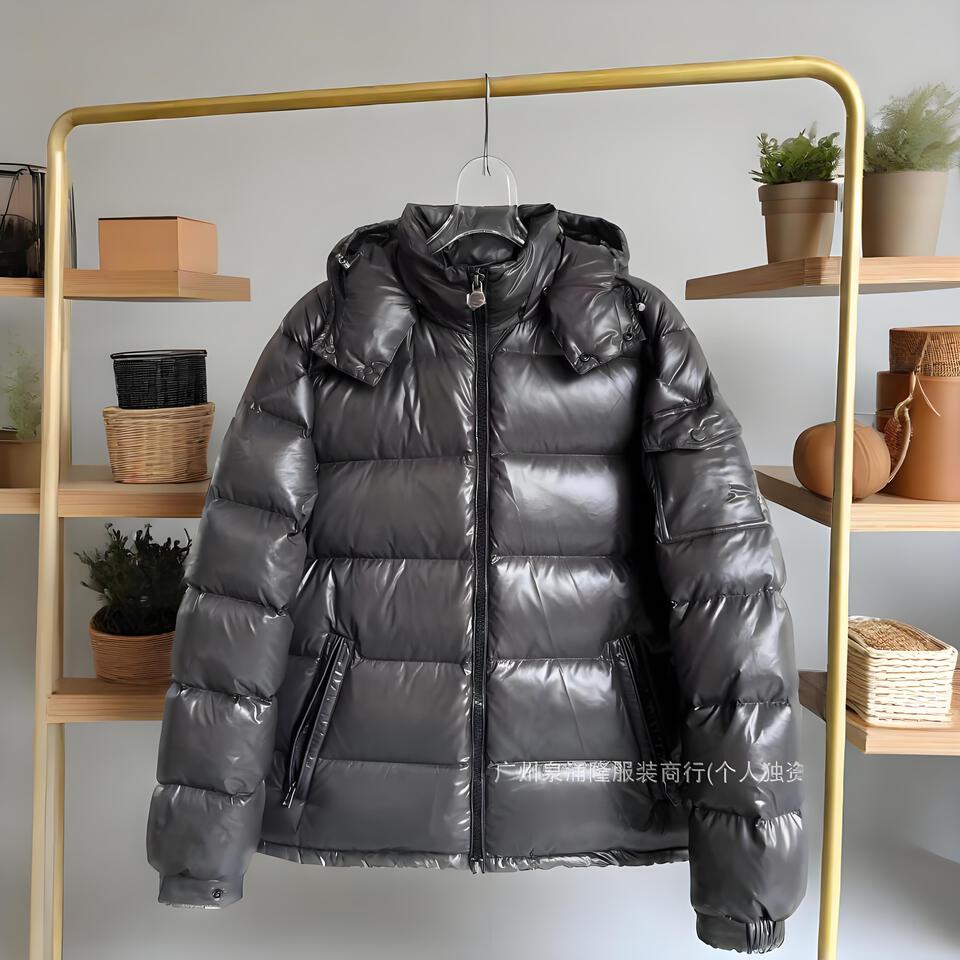 Moncler Black Glossy Down Jacket Windproof Warm Luxury