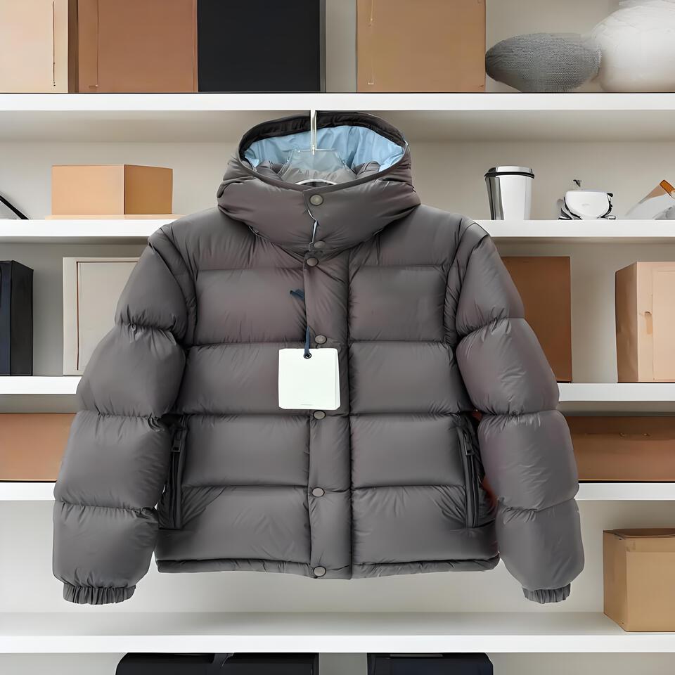 Moncler Gray Down Jacket, Windproof Unisex Winter Hooded Coat