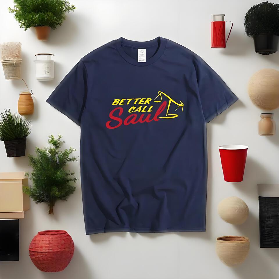 Navy Cotton Crewneck Tee Unisex Graphic Print Short Sleeve