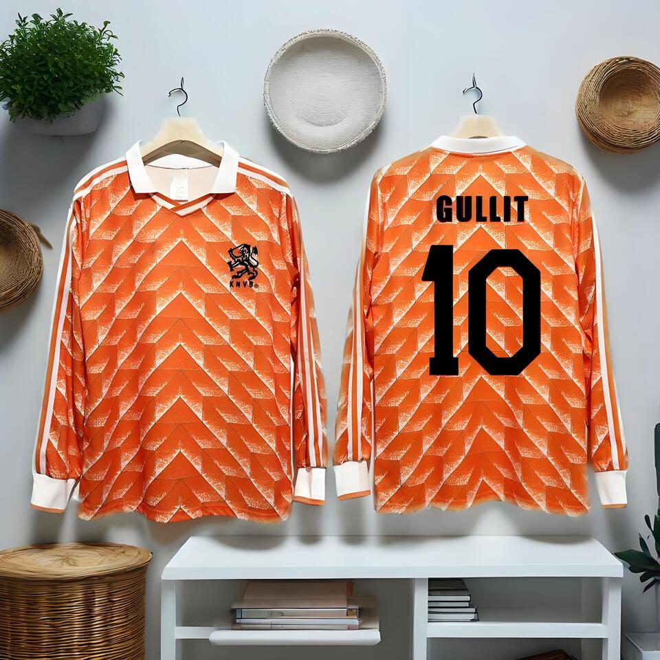 Netherlands 1988 Home Retro Football Shirt Orange Long Sleeve Gullit 10 Jersey