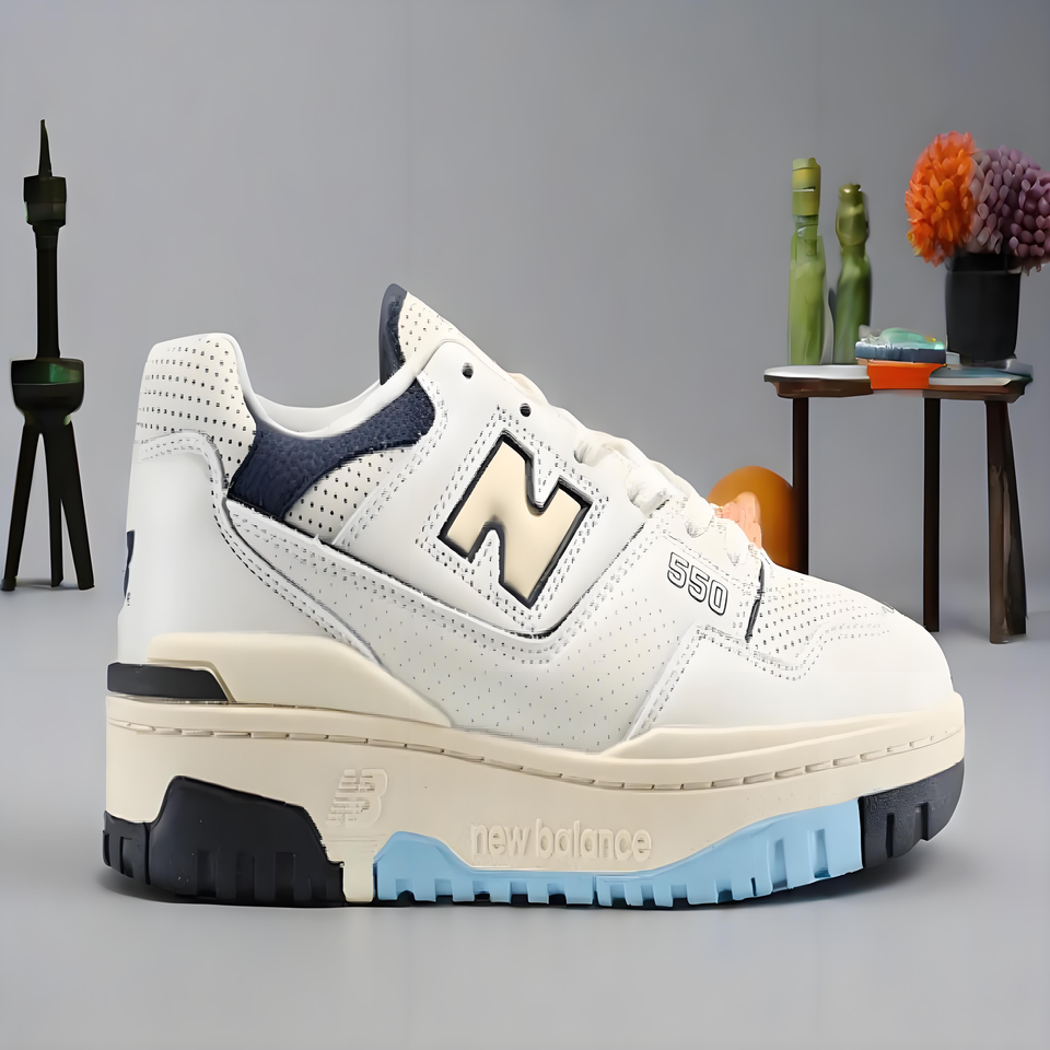 New Balance 550 White Blue Retro Sneakers