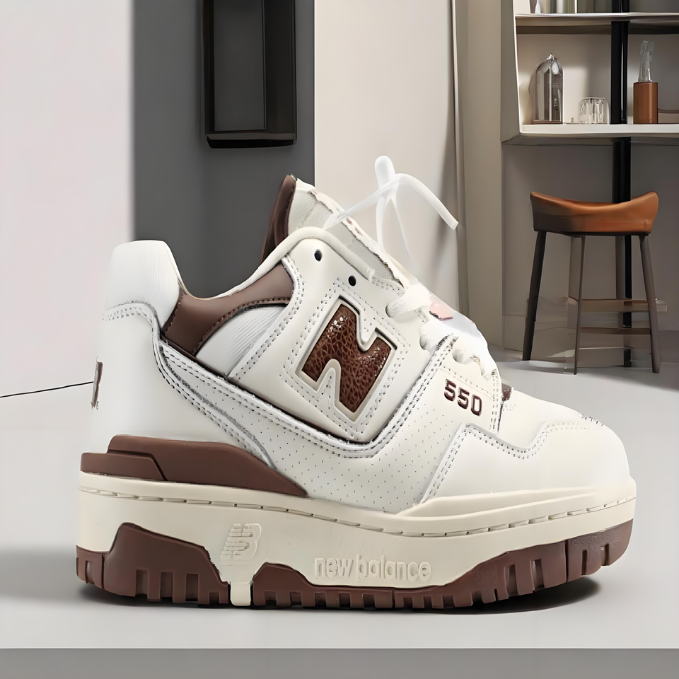 New Balance 550 White Brown Retro Sneakers
