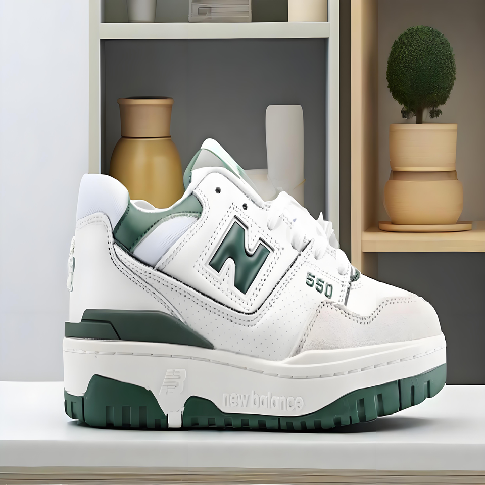 New Balance 550 White Green Retro Basketball Shoes Vintage Style