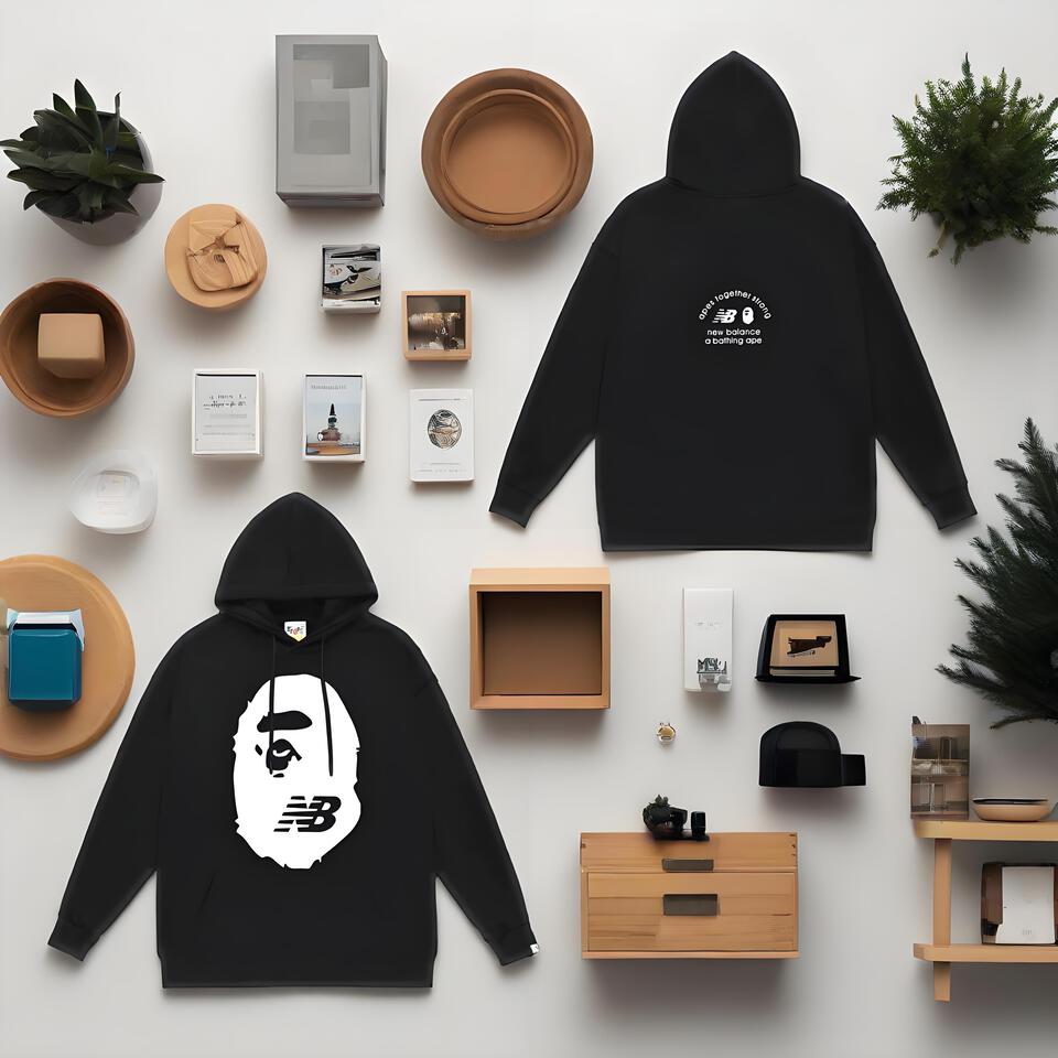 New Balance X Bape Black Hoodie Cotton Collaboration