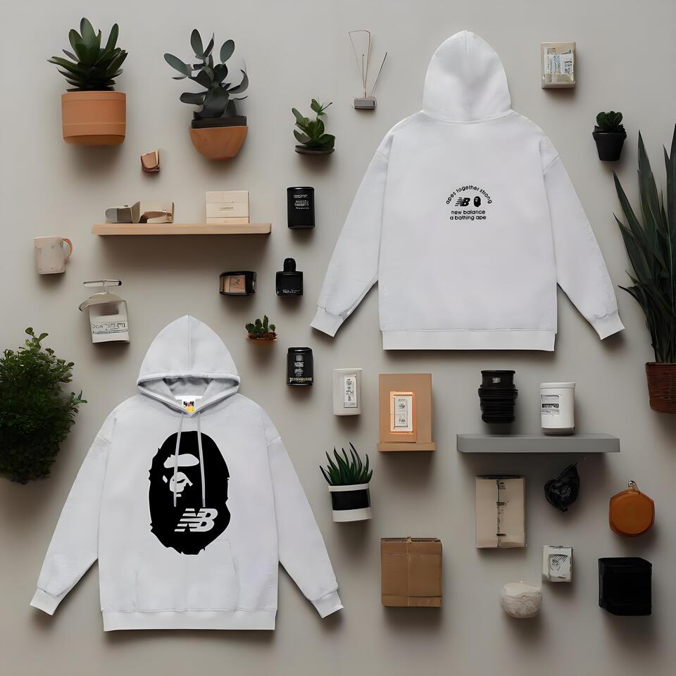 New Balance X Bape Grey Hoodie Streetwear Collaboration