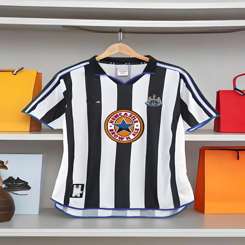 Newcastle Classic Black White Stripe Breathable Short Sleeve Football Jersey