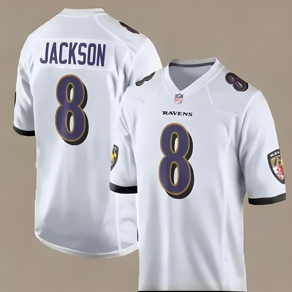 NFL Lamar Jackson White Jersey, Baltimore Ravens Football Jersey