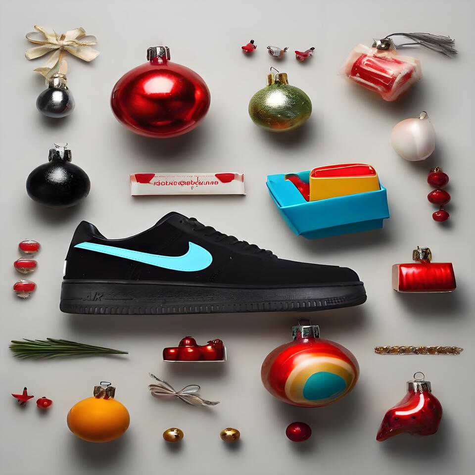 Nike Air Force 1 Black Blue Aurora Synthetic Leather Low-Top Cushioned Sneakers