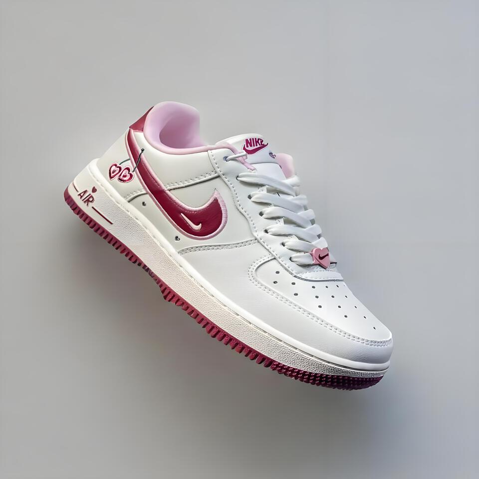 Nike Air Force 1 'Cherry Blossom' Vintage White Leather Retro Sneakers