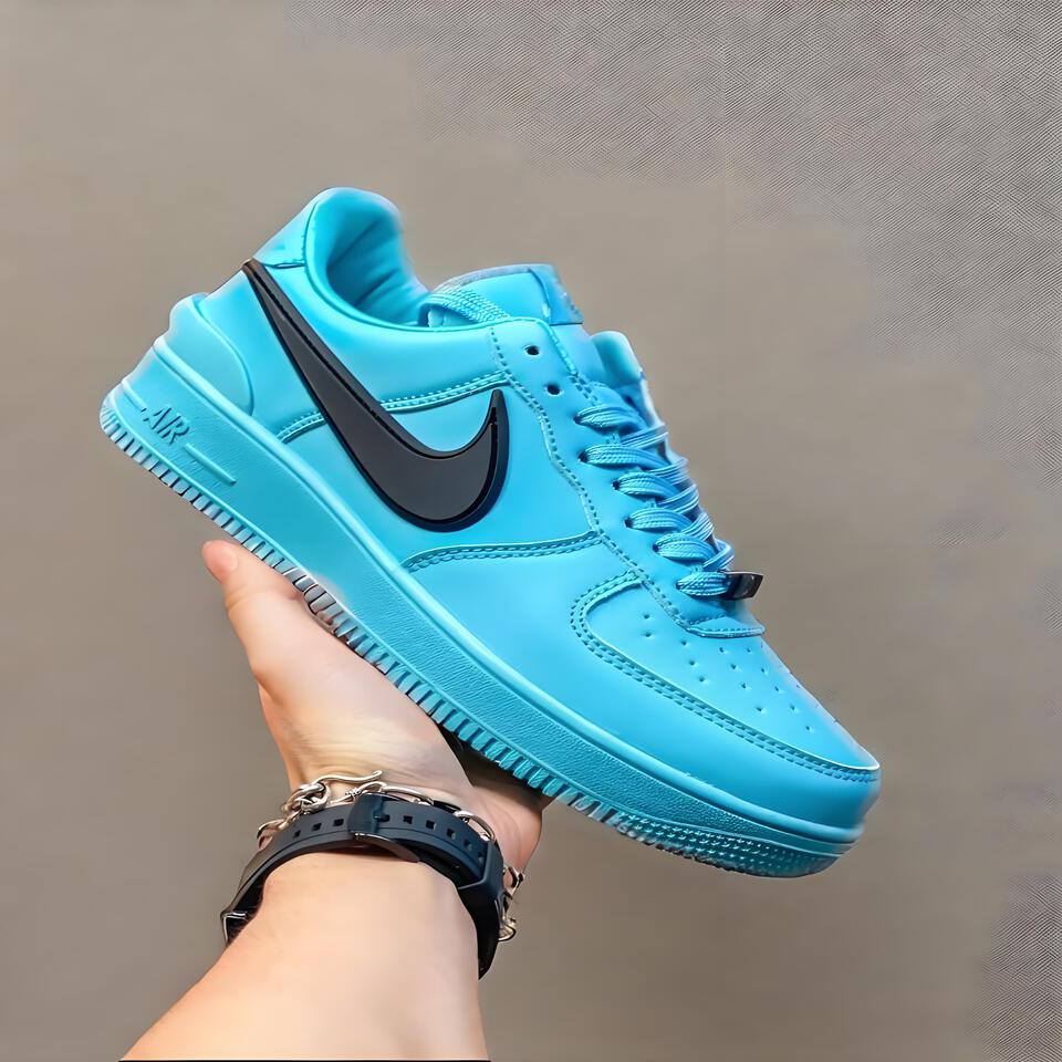 Nike Air Force 1 Light Blue Leather Casual Shoes