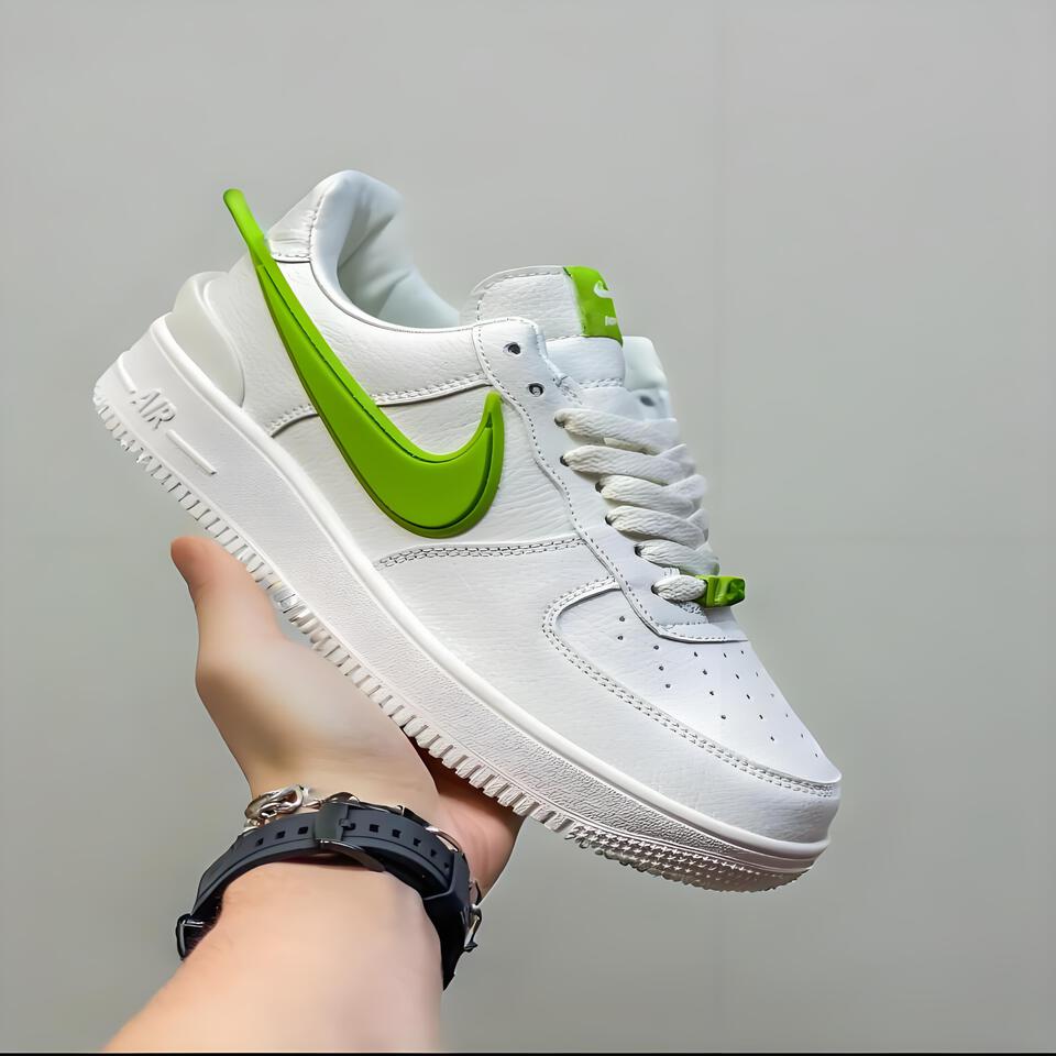 Nike Air Force 1 Low White Green Leather Breathable Sneakers