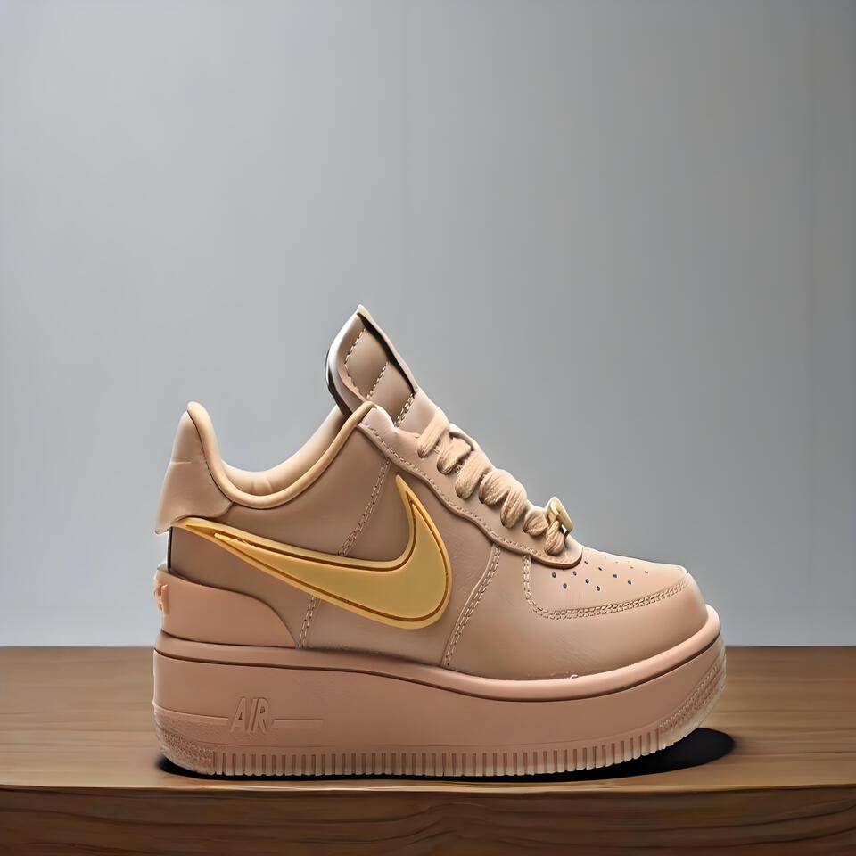 Nike Air Force 1 Retro Brown Gold Leather Sneakers